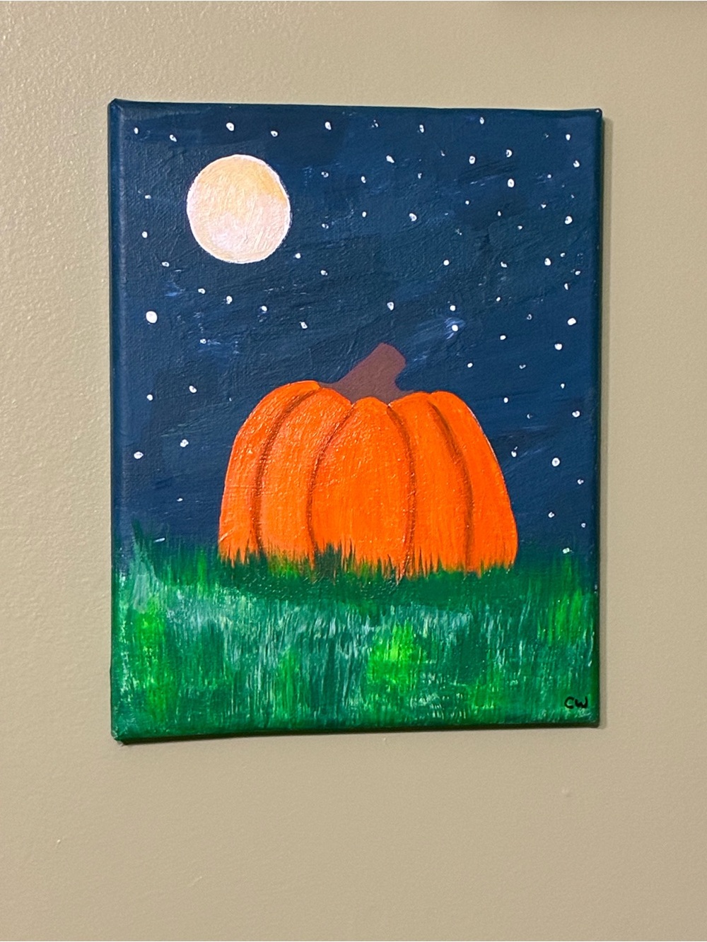 Midnight Pumpkin Acrylic Painting